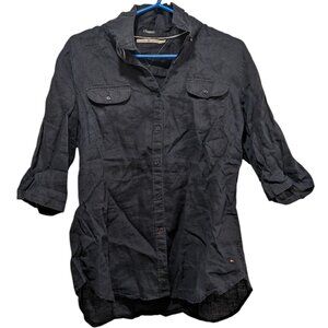 Tommy Hilfiger 100% linen navy blue shirt